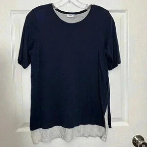VINCE Navy and Gray Double Layer Short Sleeve top | size small